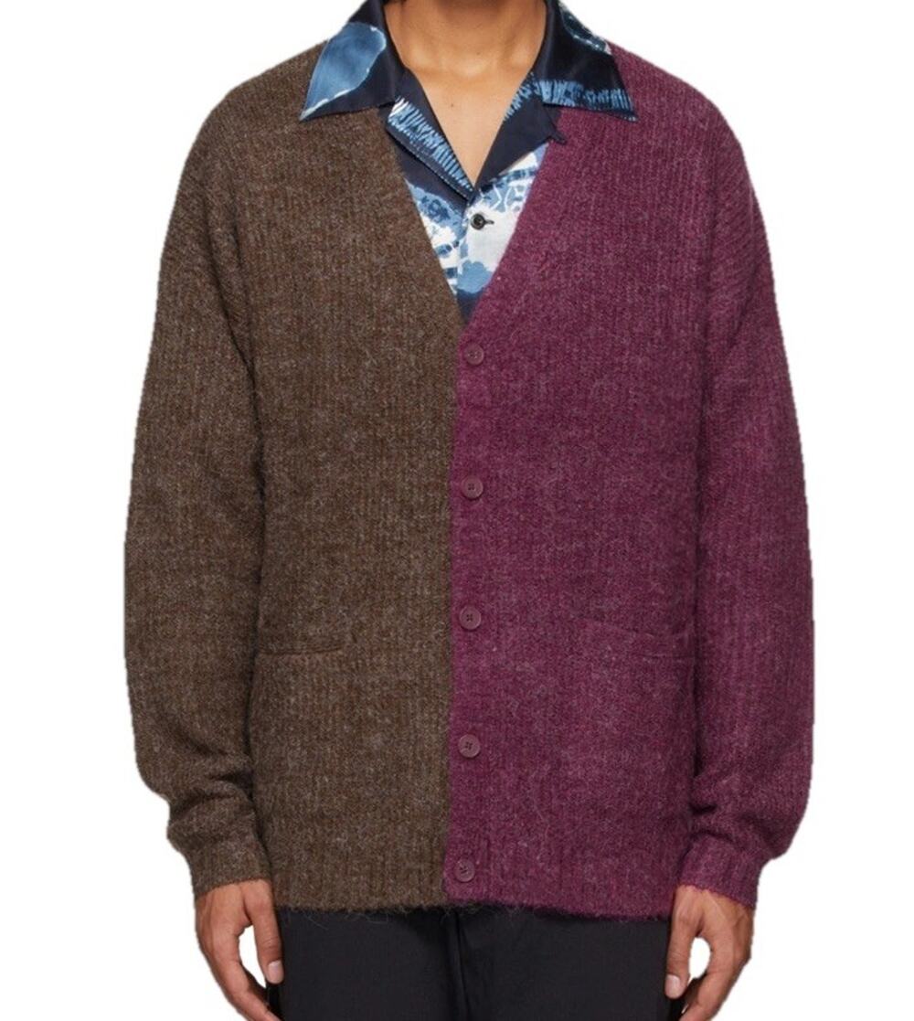 NWT Levi's Brown & Purple Split Coit Boxy Cardigan Size XL Two Tone Wool Acrylic